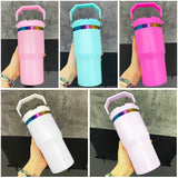 25 Pack USA RTS Rainbow Plated Kids 20oz Flip Straw Bottle for Laser Engraving_GGblanks