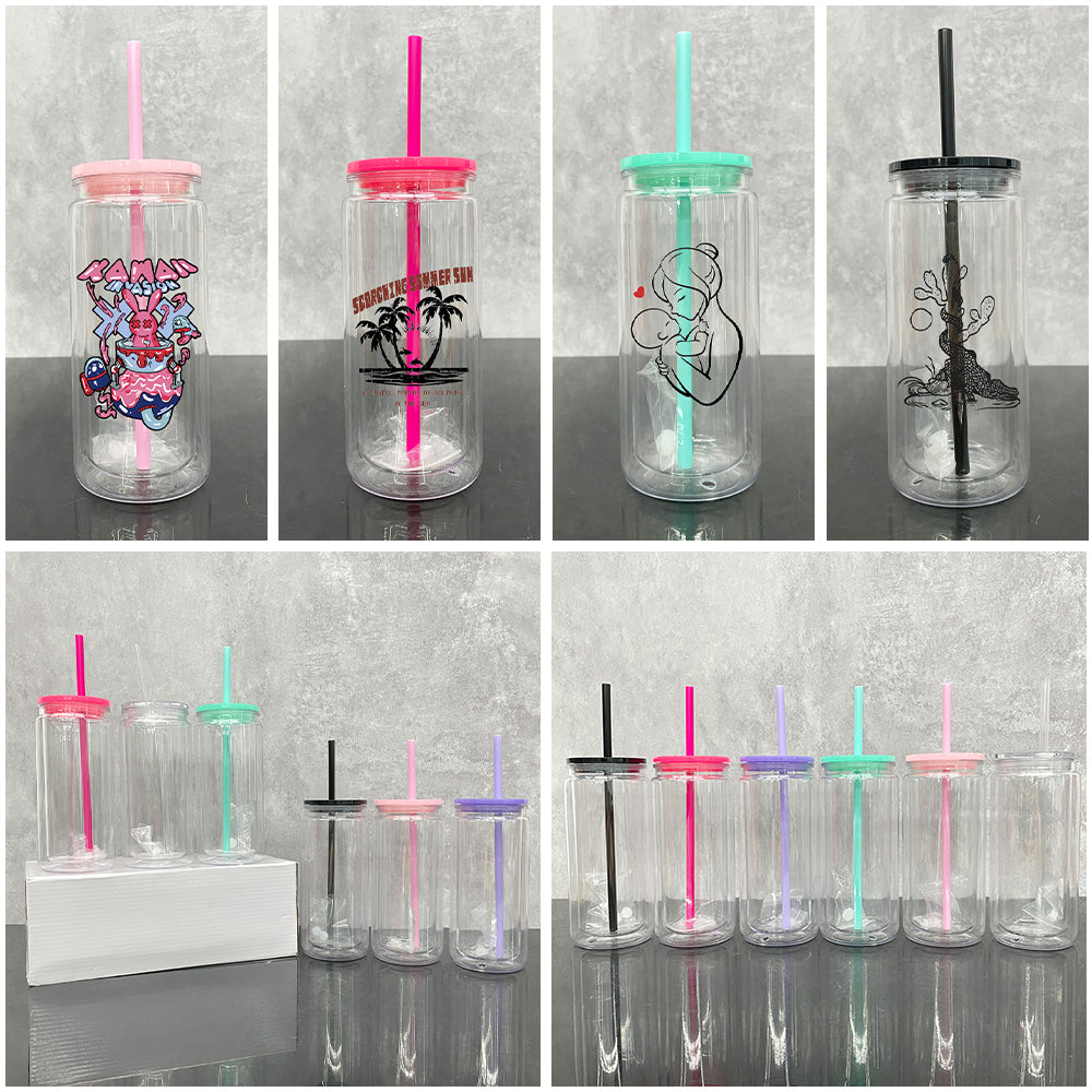 25 Pack 16oz Inner 20oz Outer Pre-Drilled Snow Globe Plastic Can with Colorful PP Lid and Plug_GGblanks