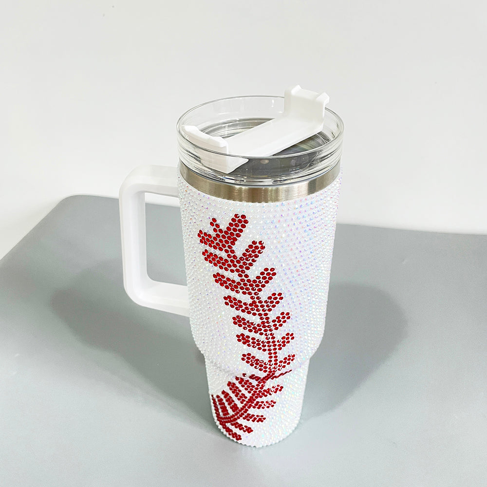 20 Pack 40oz H1.0 Yellow Tumbler with Baseball Bling Rhinestone_GGblanks