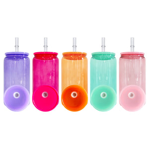 25 Pack 50 Pack 16oz Jelly Sublimation Glass Cans in Sweet Candy Colors_GGblanks