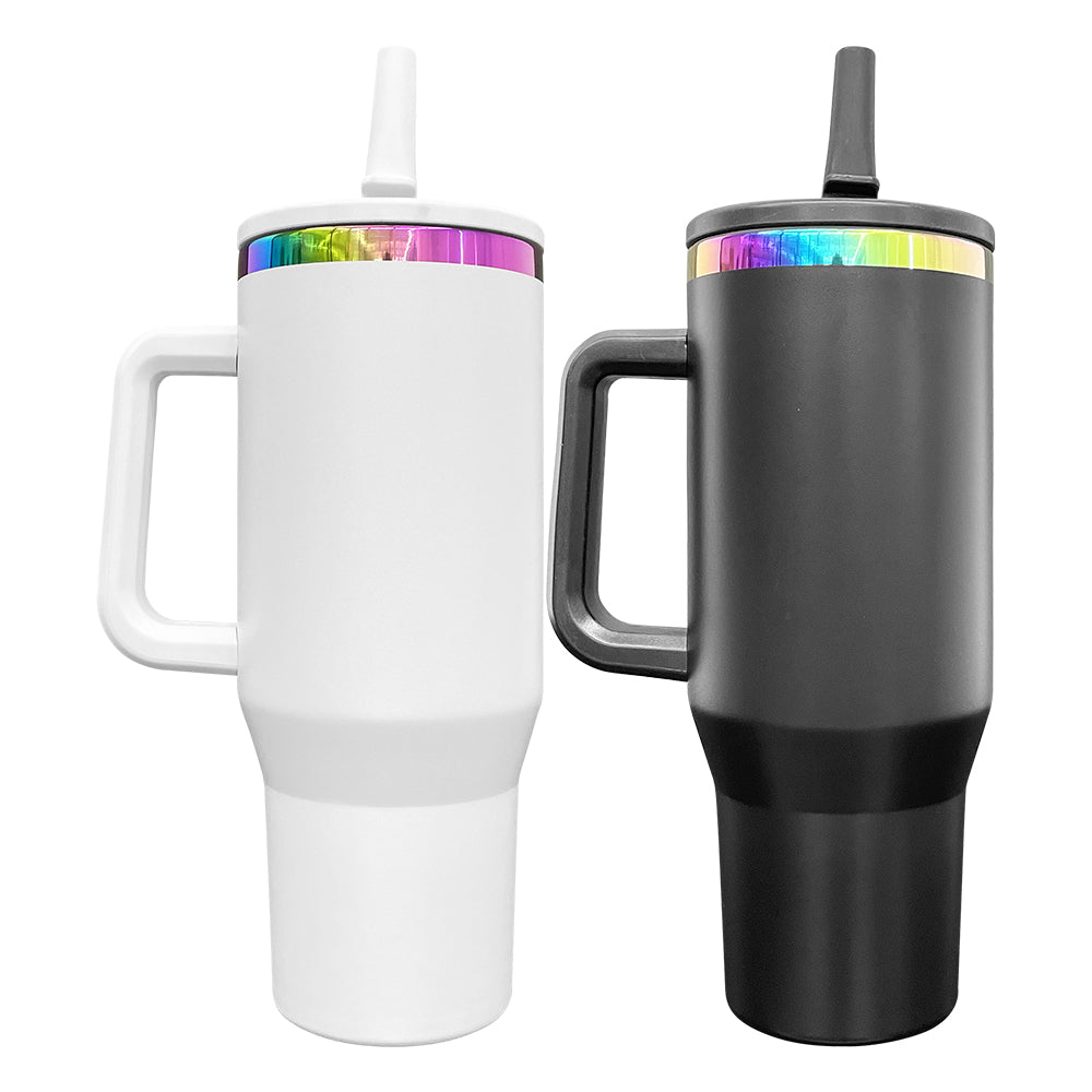 16 Pack 40oz Powder Coated Colorful Rainbow Plated Leak Proof Tumblers with Fantastic Leakproof Lids_GGblanks