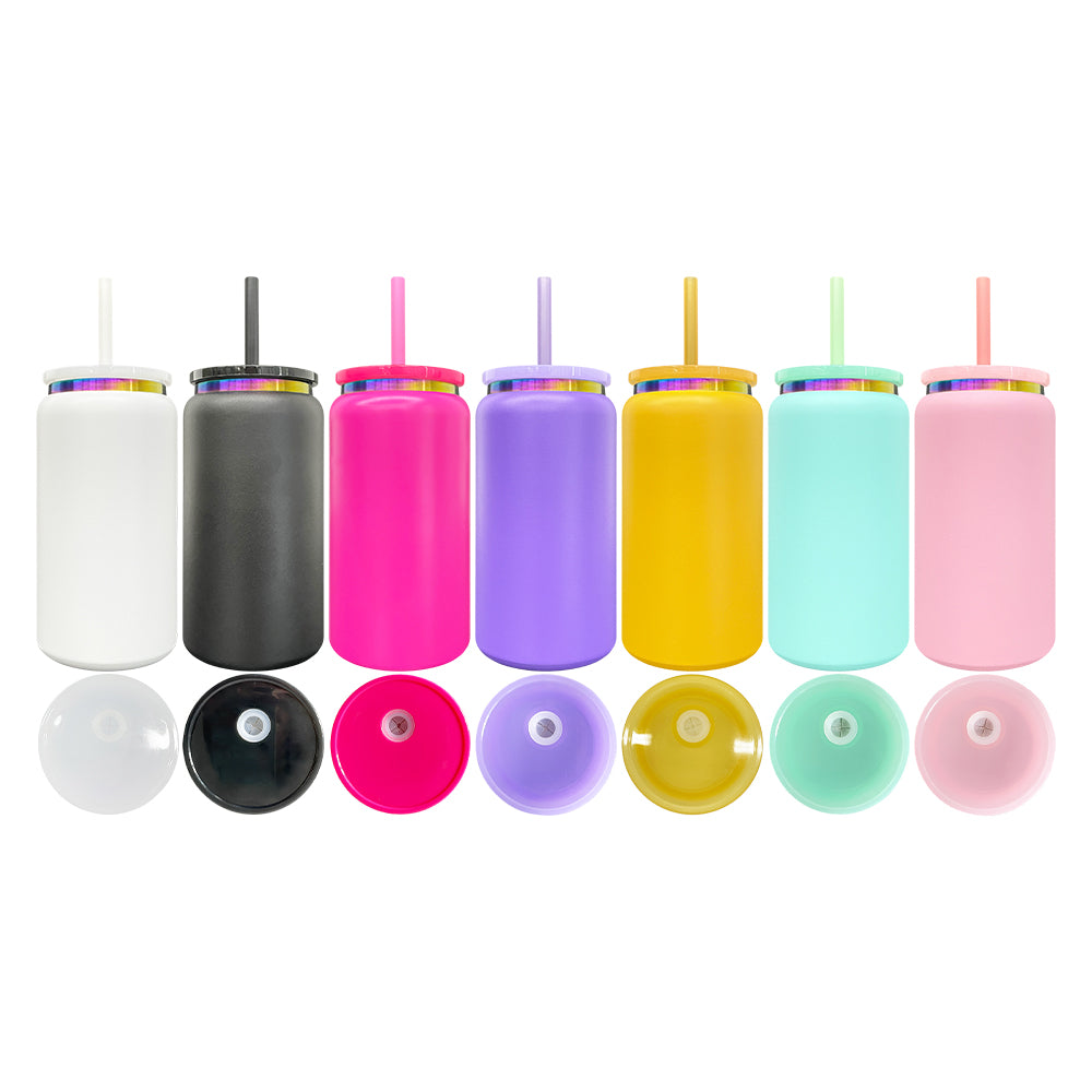 25 Pack 16oz Stainless Steel Cans Rainbow Plated 13pcs Black 12pcs White Soda Cans_GGblanks