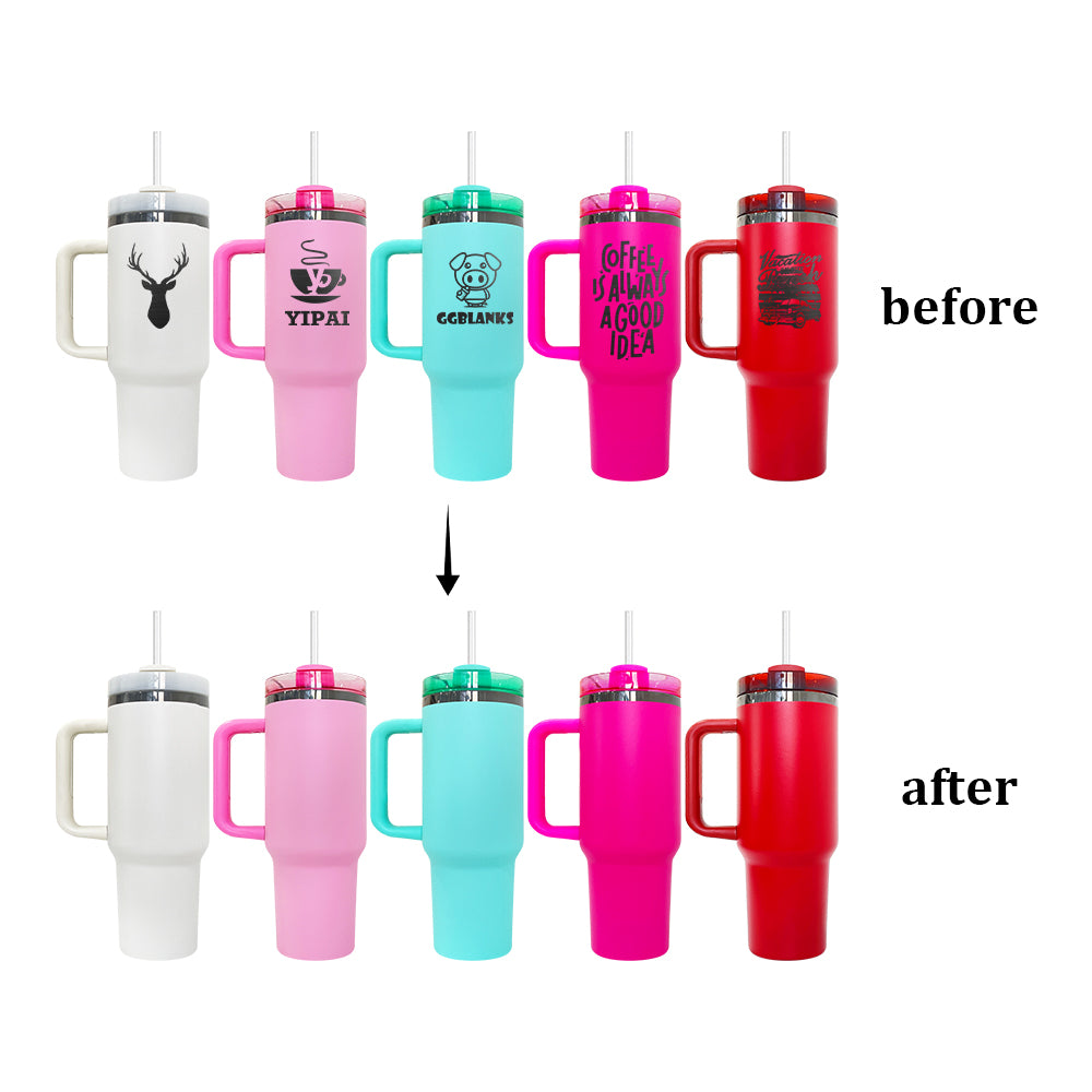 20 Pack 40oz Black Underneath Black Plated Black/Red/Pink/Blue/Light Pink/White/Yellow/Orange Tumblers for Laser Engraving_GGblanks