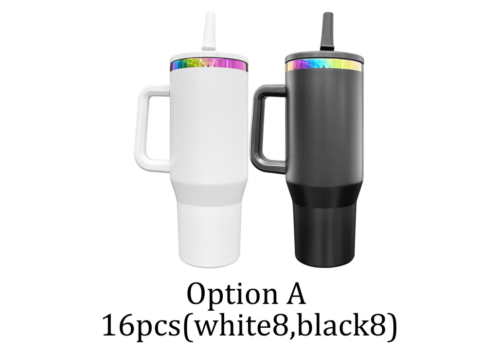 16 Pack 40oz Powder Coated Colorful Rainbow Plated Leak Proof Tumblers with Fantastic Leakproof Lids_GGblanks