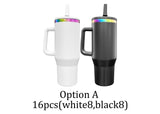 16 Pack 40oz Powder Coated Colorful Rainbow Plated Leak Proof Tumblers with Fantastic Leakproof Lids_GGblanks