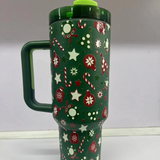 20 Pack Christmas Green Red Mix Styles Logo Designed for Xmas H2.0 40oz with 5D Print Tumblers_GGblanks
