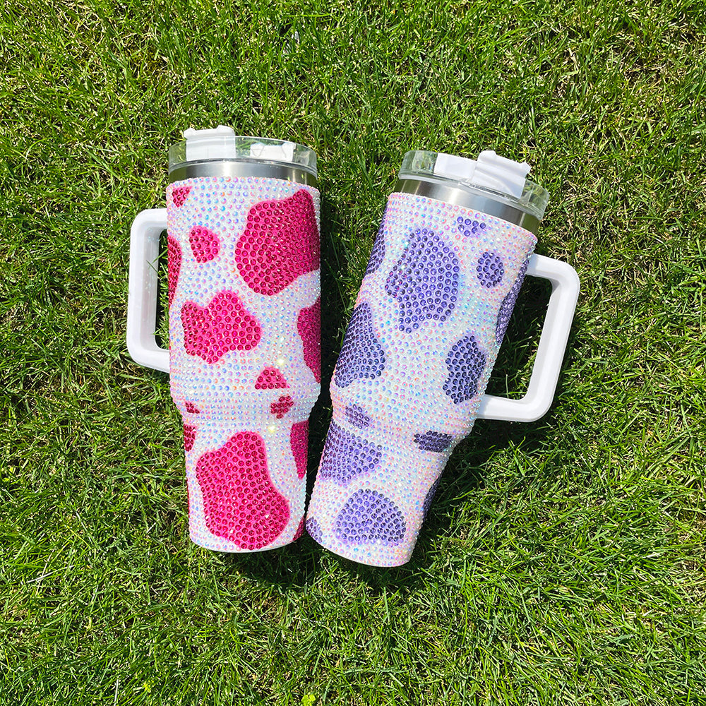 20 Pack 40oz Cow Print Bling Rhinestone Tumbler_GGblanks