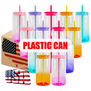 50 Pack USA RTS 16oz Kids Ombre Jelly Acrylic Can Plastic Water Bottle_GGblanks