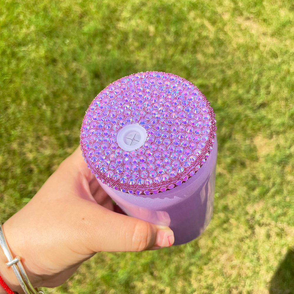 50 Pack 16oz Shimmer Glass Can With Bling Rhinestone Plastic Lids_GGblanks