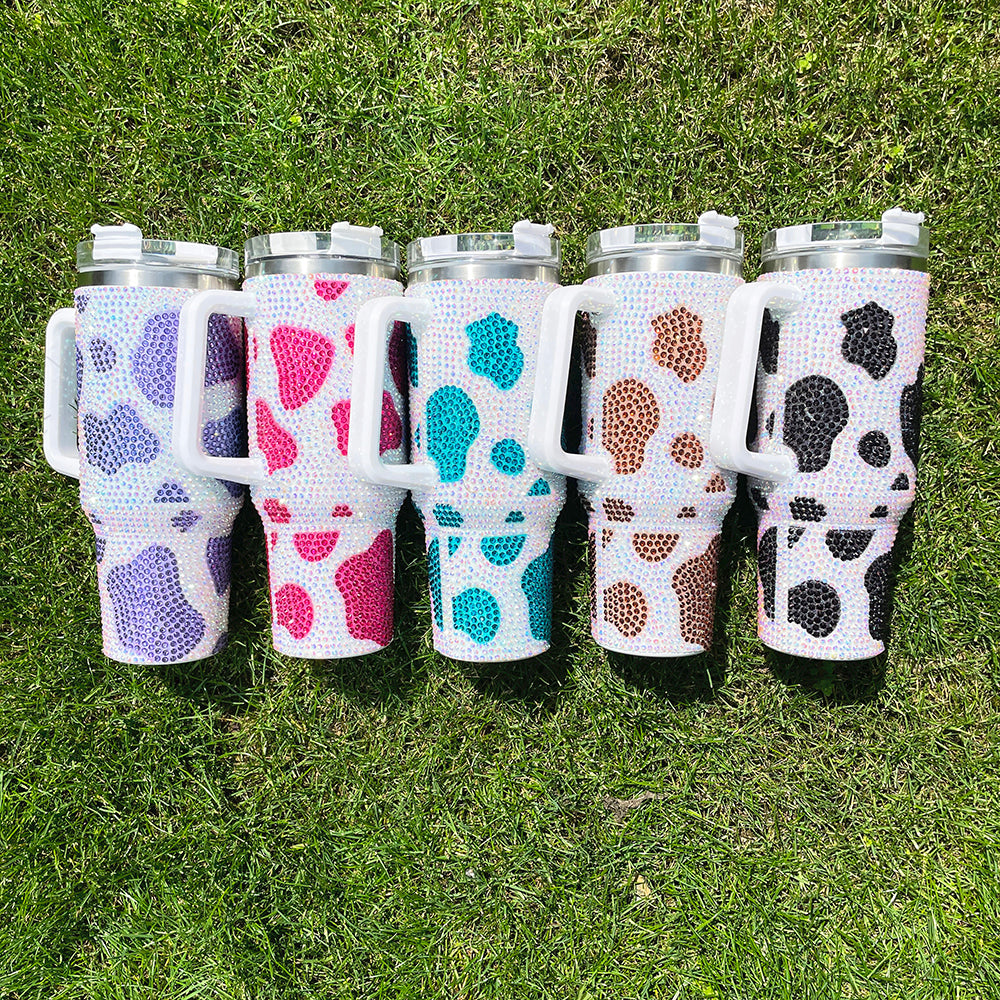 20 Pack 40oz Cow Print Bling Rhinestone Tumbler_GGblanks