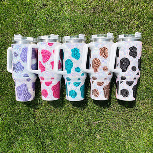 20 Pack 40oz Cow Print Bling Rhinestone Tumbler_GGblanks