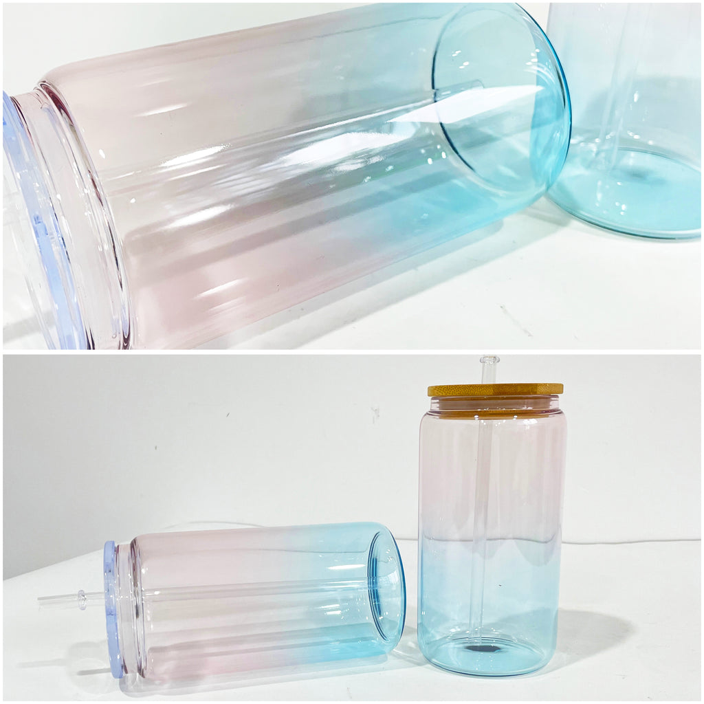 New Popular 16oz Crystal Ocean series Glass Cans for sublimation 16OZEAN001_GGblanks