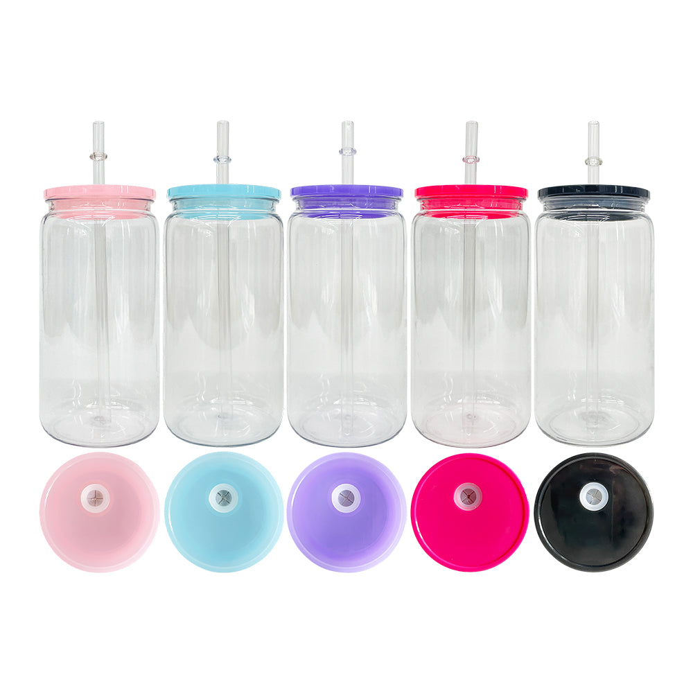 50 Pack 16oz 20oz V2.0 Clear Frosted Plastic Can Macaron Jelly Plastic Cans_GGblanks