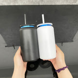 25 Pack China Warehouse 16oz Stainless Steel Cans Blue Plated 13pcs Black 12pcs White Soda Cans_GGblanks
