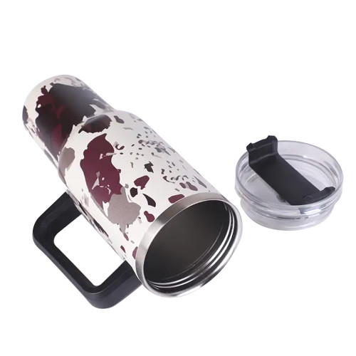 16 Pack 40oz 5D Leopard Printed Travel Mugs with Handle Insulated Stainless Steel Vacuum_GGblanks