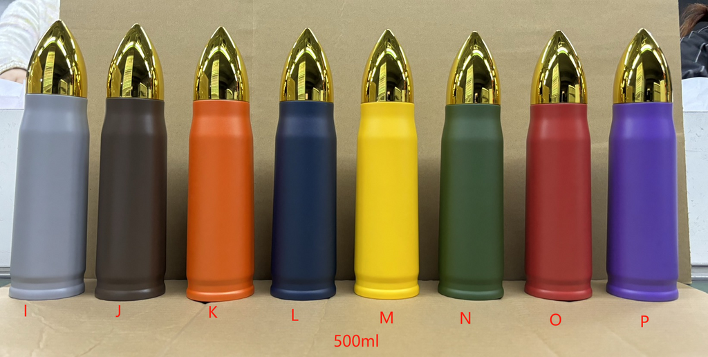 25 Pack 500ml 1000ml Bullet Tumbler Powder Coated Shotgun Shell Stainless Steel Water Bottle_GGblanks