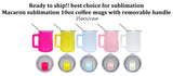25 Pack 10oz Macaron Color/Black underneath Lowball Metal Tumblers With Removable Plastic Handle Water Cups With Magnetic Lids and Stainless Steel Straws_GGblanks