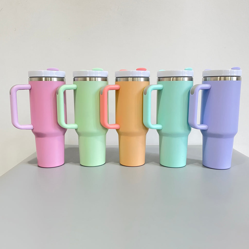 25 Pack H2.0 40oz Blank Sublimation Stanley Dupes Macaron Colors Matte Tumblers_GGblanks