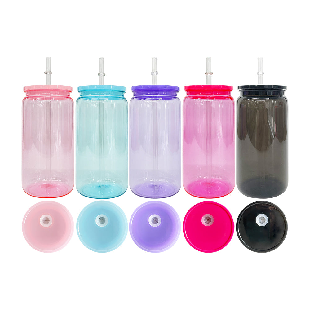 50 Pack 16oz 20oz V2.0 Clear Frosted Plastic Can Macaron Jelly Plastic Cans_GGblanks