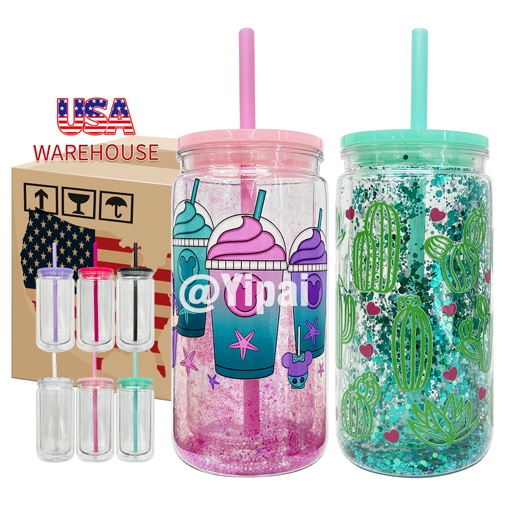 25 Pack 12oz Inner 16oz Outer Double Wall Snow Globe Plastic Cans_GGblanks