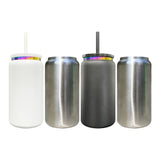 25 Pack 16oz Stainless Steel Cans Rainbow Plated 13pcs Black 12pcs White Soda Cans_GGblanks