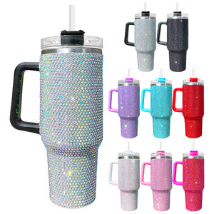 16 Pack 40oz H1.0 Colorful Rhinestone Full Coverd Bling Stanley Style Travel Mug Tumbler_GGbblanks