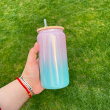 25 Pack 16oz Sublimation Blanks Gradient Glitter Beer Glass Can Sold By Case_GGblanks