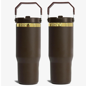 20 Pack 30oz Gold Plated Water Bottles Red/Black/Blue/Purple/Wine/Dark Chocolate Brown Tumbler with Flip Straws_GGblanks
