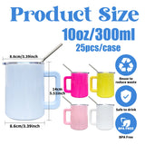 25 Pack 10oz Macaron Color/Black underneath Lowball Metal Tumblers With Removable Plastic Handle Water Cups With Magnetic Lids and Stainless Steel Straws_GGblanks