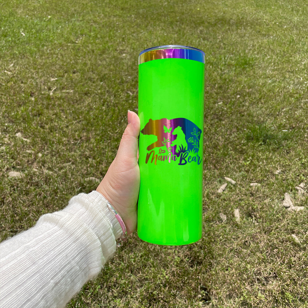 20 Pack 20oz neon rainbow plated double walled stainless steel tumblers for sublimation and laser engraving_GGblanks