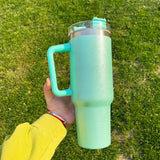 China RTS_40oz Blank Sublimation Glittery Rough Powder Glitter Tumbler Mugs with Handle And Straw ZSQ40002- GGblanks