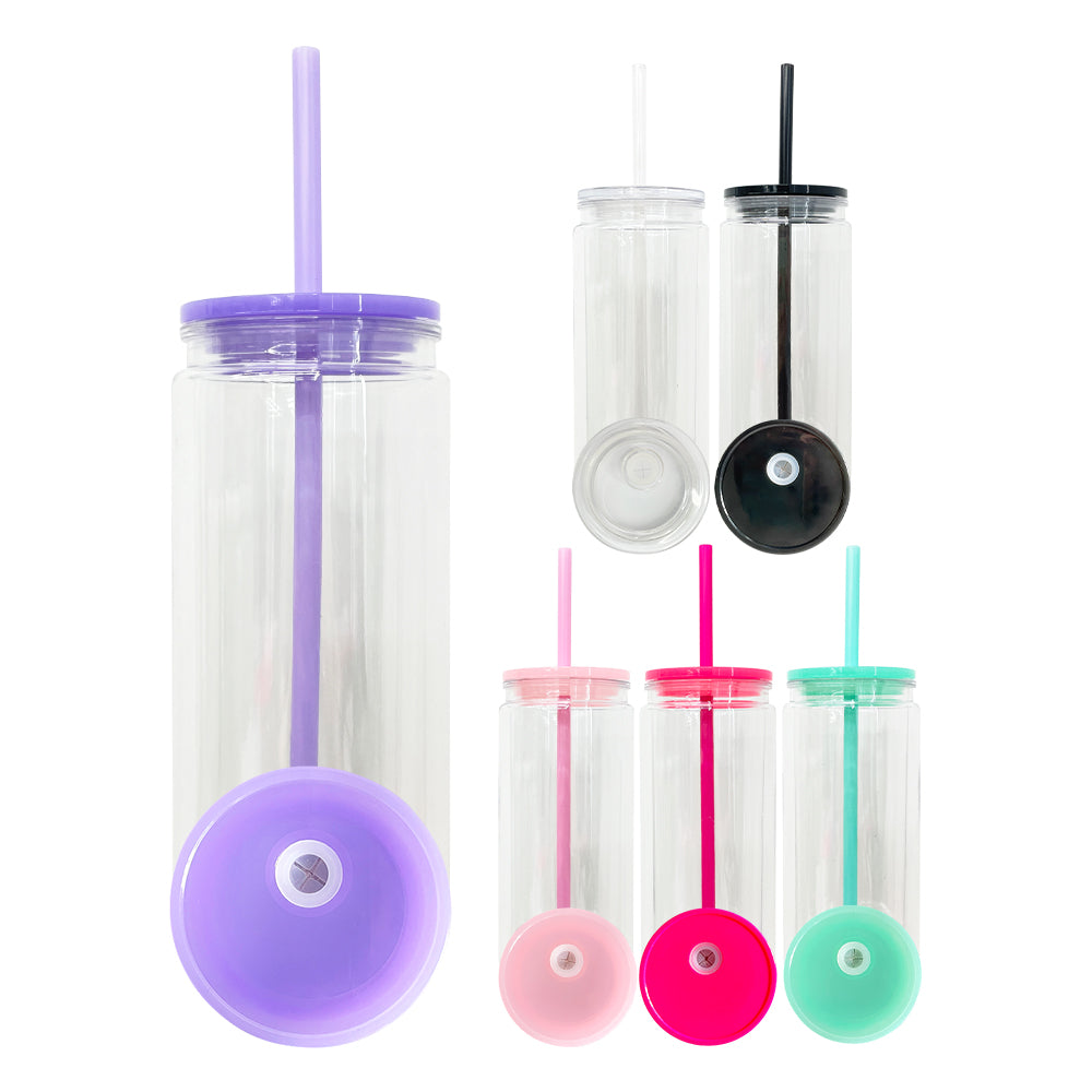 25 Pack 16oz Inner 20oz Outer Pre-Drilled Snow Globe Plastic Can with Colorful PP Lid and Plug_GGblanks