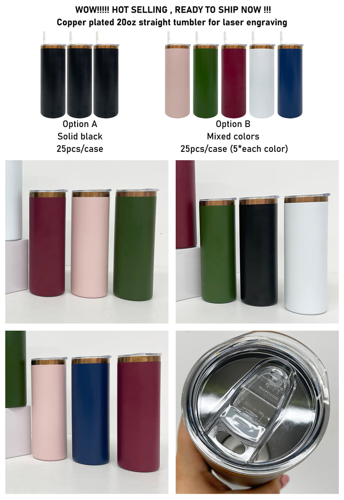 25 Pack Copper Plated 20oz Straight Tumbler for Laser Engraving_GGblanks