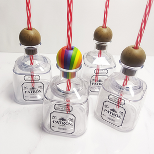 Wholesale 60pcs Mini 13oz Tequila Liquor Patron Wine Cocktail Plastic Cup with Cork_GGblanks