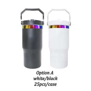 25 Pack USA RTS Rainbow Plated Kids 20oz Flip Straw Bottle for Laser Engraving_GGblanks