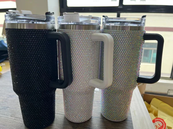 16 Pack 40oz H1.0 Colorful Rhinestone Full Coverd Bling Stanley Style Travel Mug Tumbler_GGbblanks