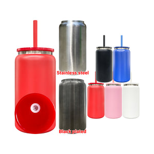 25 Pack USA RTS 16oz Stainless Steel Cans Black Plated Red Blue Black White PInk Soda Cans_GGblanks