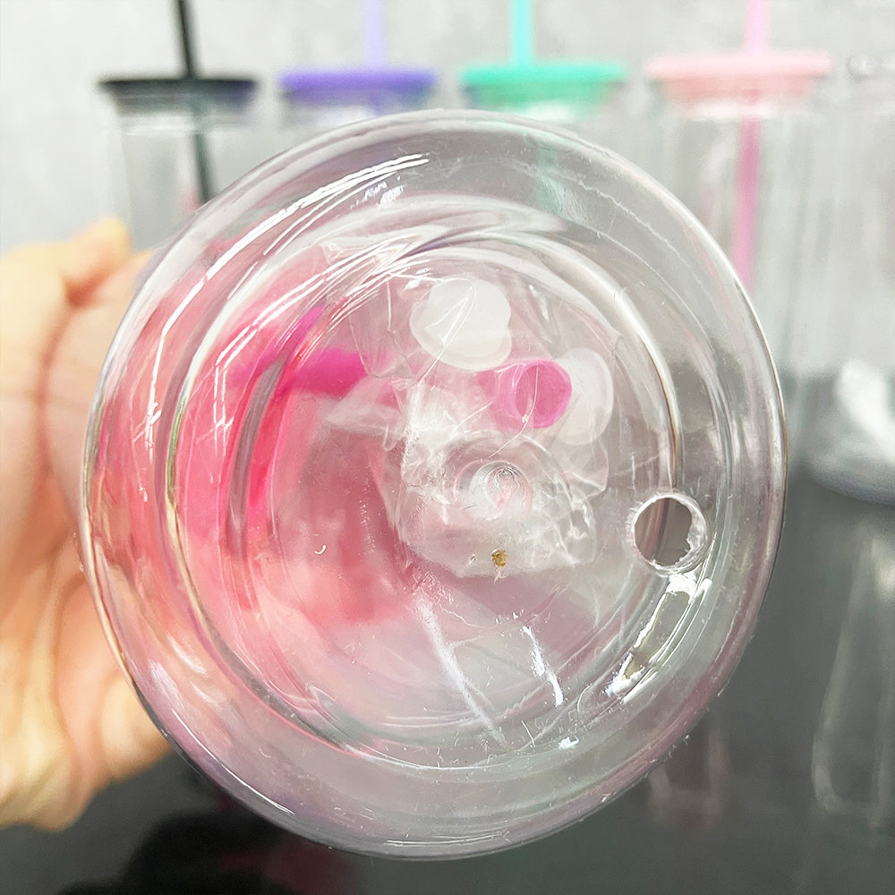 25 Pack 16oz Inner 20oz Outer Pre-Drilled Snow Globe Plastic Can with Colorful PP Lid and Plug_GGblanks