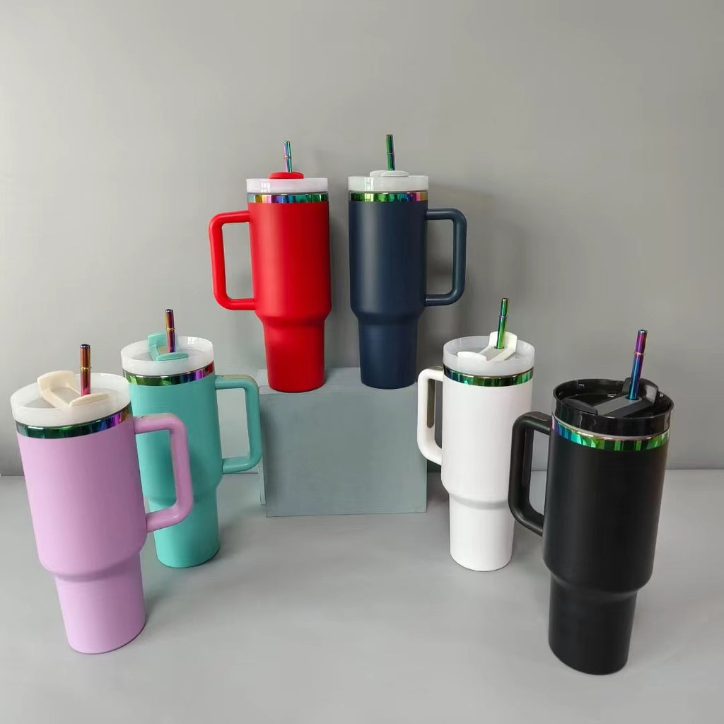 China RTS_Optional 40oz H2.0 special rainbow plated tumblers powder coat quencher tumbler 20pcs _GGblanks