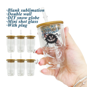 50 Pack 3oz Double Walled Glasses Snow Globe Shot Glasses Tumblers_GGblanks