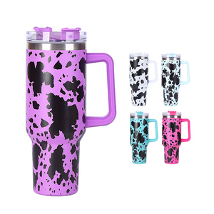 16 Pack Stainless Steel 40oz Cow Print Sublimation Travel Mugs_GGblanks