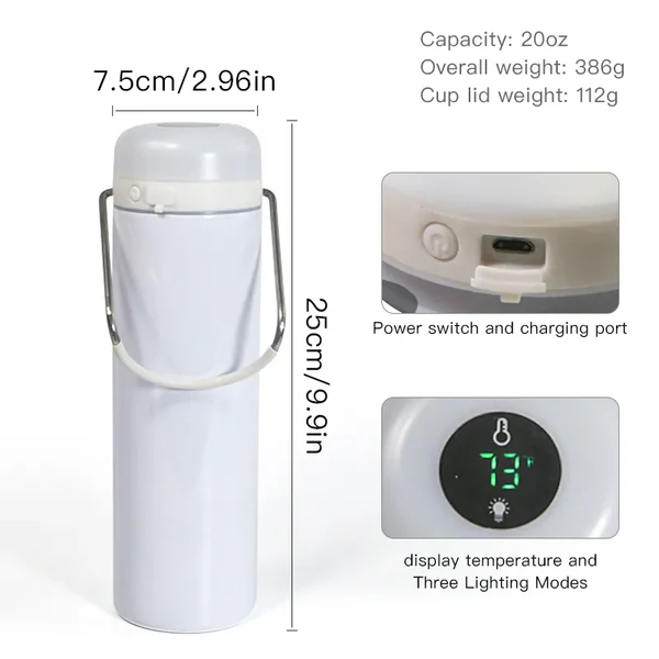 25 Pack 20oz New Sublimation Tumblers with LED Light carrying handle tem-display outdoor camping tumbler_GGblanks