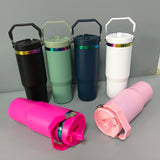 25 Pack Normal/Rainbow Plated 30oz Stainless Steel Water Bottles with Flip Straws_GGblanks
