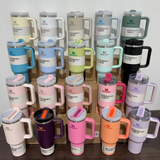 20 Pack 40oz H2.0 Solid Colors Stanley Logo Design Tumblers with Plastic Straw Lids_GGblanks