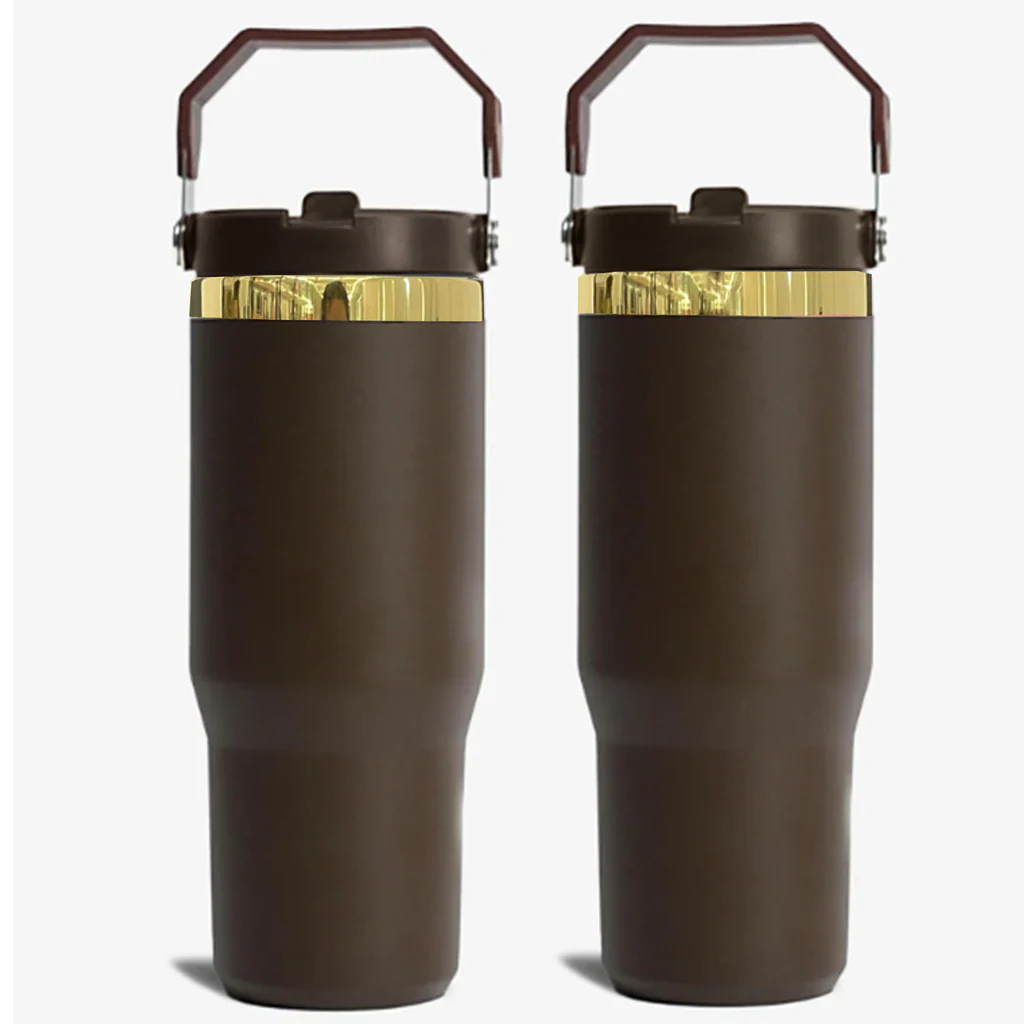 20 Pack RTS from USA 30oz Mirror Gold Underneath Chocolate Color Flip Straw Bottles_GGblanks
