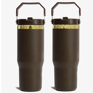 20 Pack RTS from USA 30oz Mirror Gold Underneath Chocolate Color Flip Straw Bottles_GGblanks