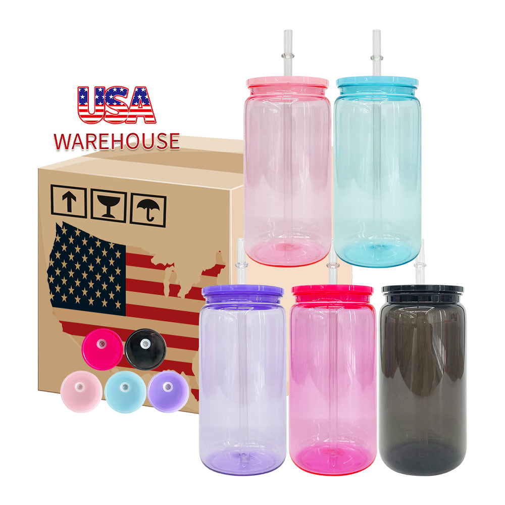 50 Pack 16oz 20oz V2.0 Clear Frosted Plastic Can Macaron Jelly Plastic Cans_GGblanks
