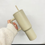 USA Warehouse 40oz Grayish Brown Handled Travel Mug Modern Matte 25pcs_GGblanks