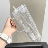 20 Pack GGblanks Glitter 40oz Clear Acrylic Snow Globe Cups Plastic Double Wall Tumbler with Pre Drilled Hole and Plug for UV DTF Transfer Wrap_GGblanks
