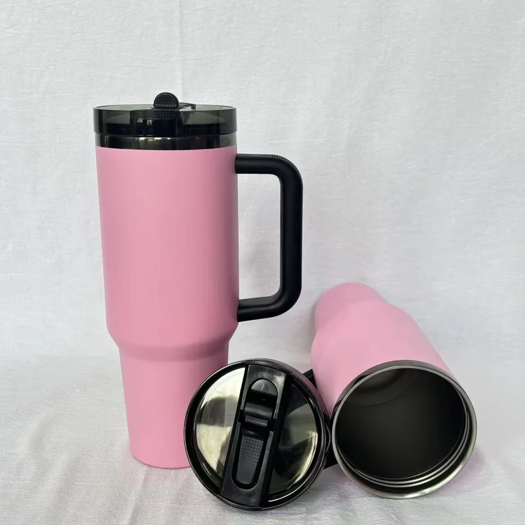 20 Pack 40oz Pink ProTour Flip Straw Powder Coated Qencher Tumblers with Double Lids Include No Spill Leak Proof Lids for Laser Engraving_GGblanks